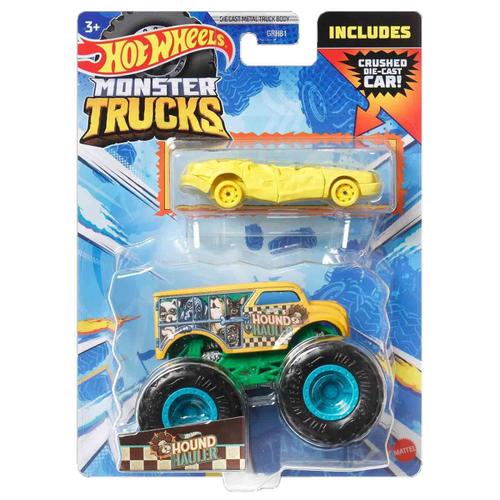 Set 2 masinute Hot Wheels Monster Truck - Hound Hauller, scara 1:64