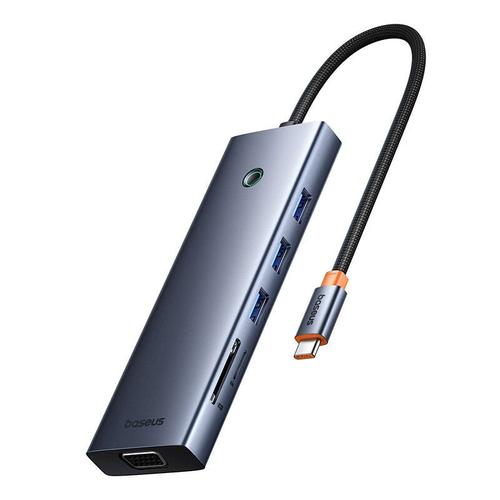 HUB Baseus UltraJoy Type-C cu 10 porturi HDMI VGA 3xUSB 3.0 PD RJ45 SD/TF 3 5 mm, Gri