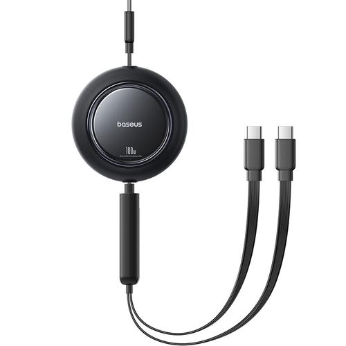 Cablu Baseus Free2Pull retractabil Fast Charging USB-C la 2x USB-C, 100W, 1.2m, Negru
