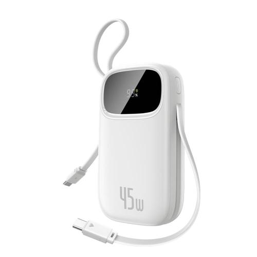 Baterie externa Baseus EnerFill FC31 20.000 mAh, 45W, cabluri duale USB-C retractabile, Alb