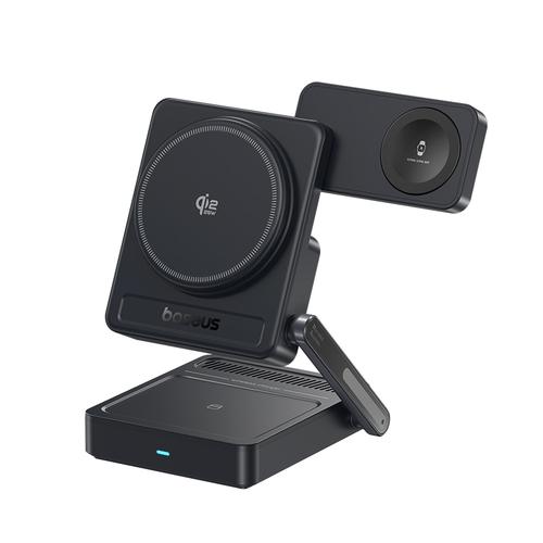 Incarcator wireless Baseus PicoGo AF21 3-in-1, Qi2.2, 35W, Negru