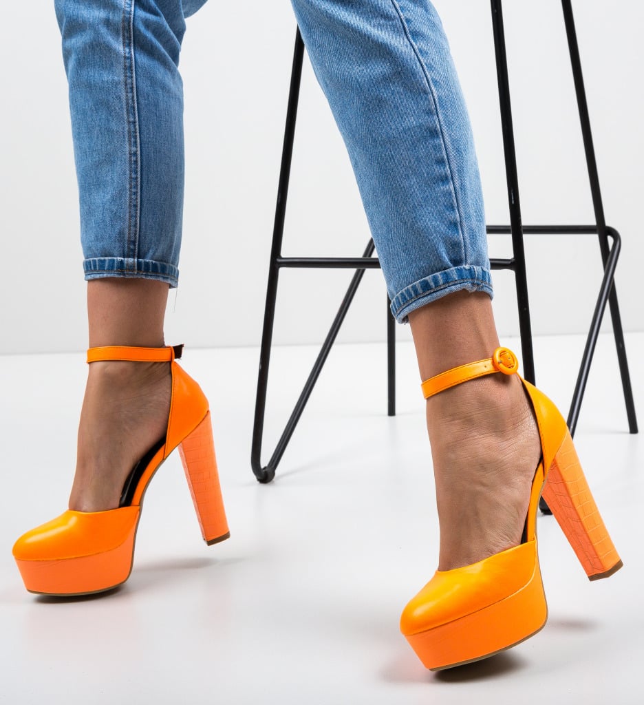 Pantofi Krista Portocalii Neon