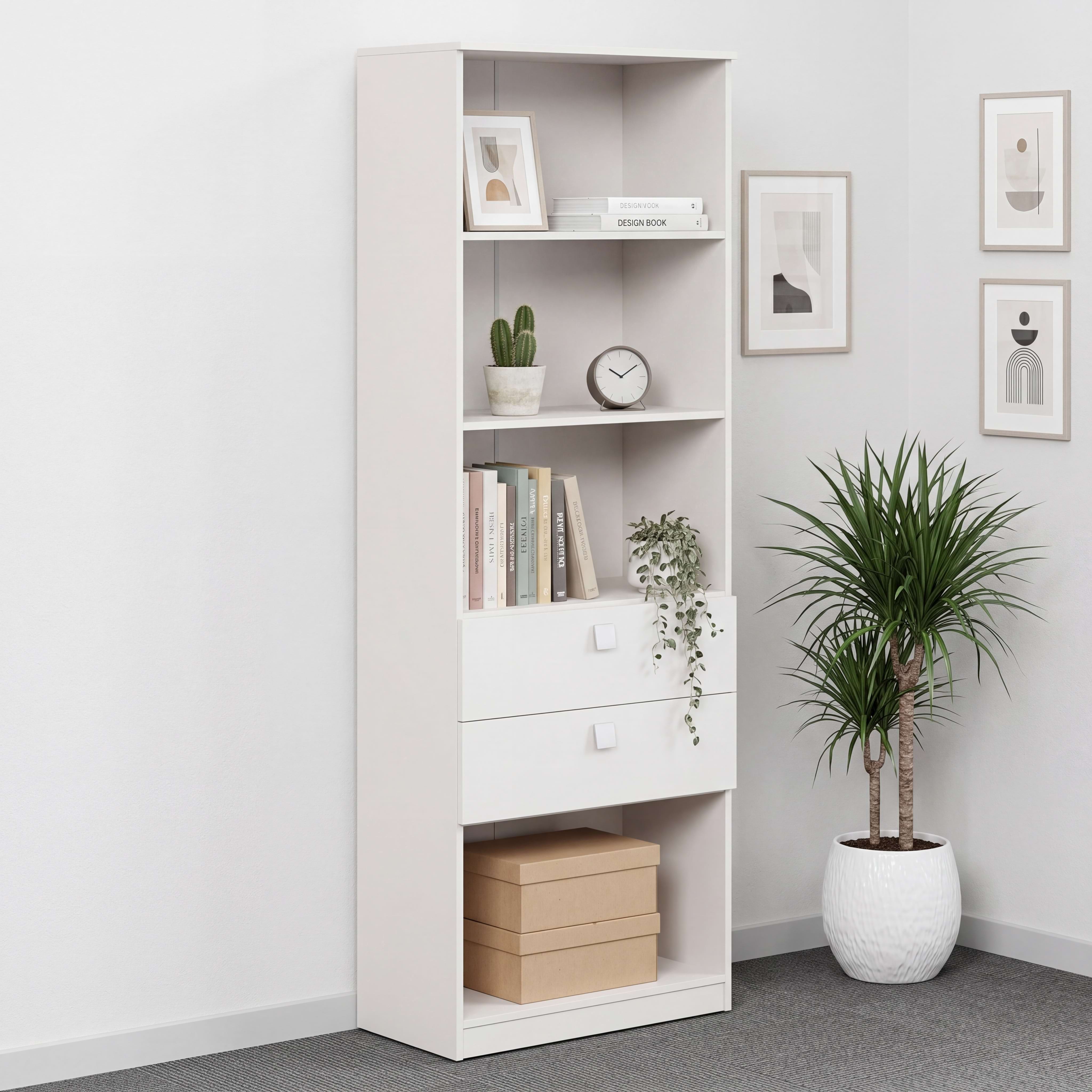 Biblioraft LINEA 70, 2 rafturi, 2 sertare