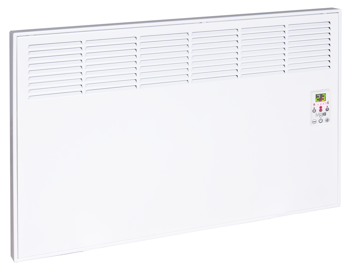 Convector de perete sau pardoseala iVigo DIGITAL EPK 1000 W White, control electronic, Termostat de siguranta, termostat reglabil, IP 24, pentru 12 mp, ERP 2018
