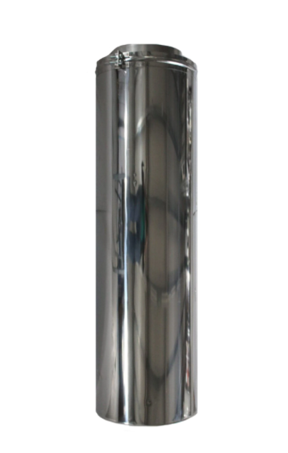 Element Tub inaltime 1 metru compatibil doar cu elemente de cos inox Fornello, dublu perete inox-inox, izolatie din vata bazaltica 40 mm, diametru interior 120 mm, pentru centrale pe lemn, carbune si peleti
