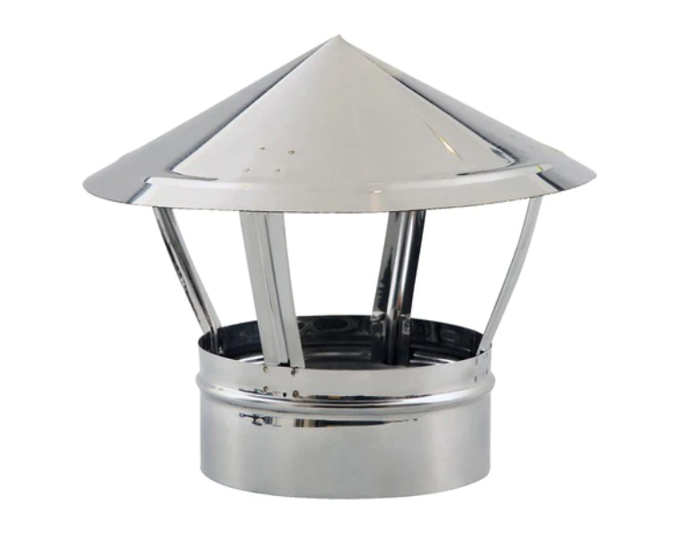 Palarie/Capac terminal tip A compatibil doar cu elemente de cos inox Fornello, dublu perete inox-inox, izolatie din vata bazaltica 40 mm, diametru interior 120 mm, pentru centrale pe lemn, carbune si peleti