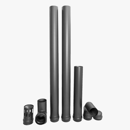 KIt de evacuare  (cos de fum), Fornello, otel negru 1,2 mm, pentru centrale si termoseminee  pe peleti, diametru 100  mm, etansare  cu garnitura, complet pentru montaj, 2,5 metri lungime