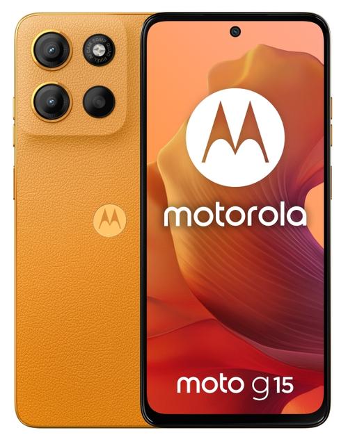 Telefon Mobil Motorola Moto G15, Procesor Mediatek Helio G81 Extreme Octa Core, IPS LCD Capacitive touchscreen 6.72inch, 8GB RAM, 256GB Flash, Camera Duala 50+5MP, Wi-Fi, 4G, Dual Sim, Android (Portocaliu)