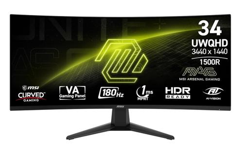 Monitor Gaming VA LED MSI 34inch MAG 346CQ, UWQHD (3440 x 1440), HDMI, DisplayPort, Ecran curbat, 180 Hz, 1 ms (Negru)