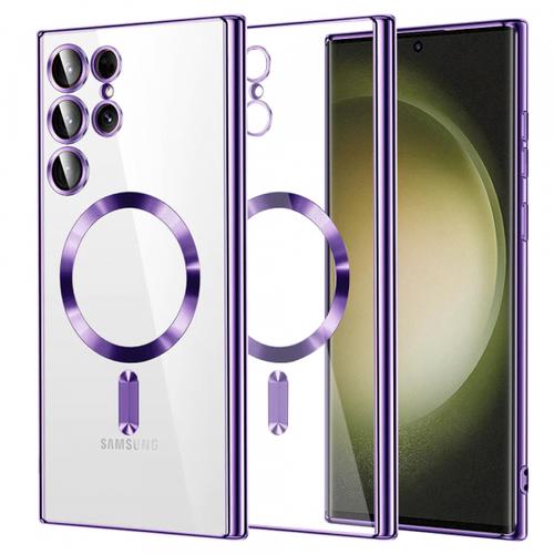 Husa MagSafe pentru Samsung Galaxy S23 Ultra S918, Techsuit, Luxury Crystal, Mov Deschis