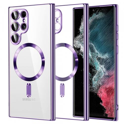 Husa MagSafe pentru Samsung Galaxy S22 Ultra 5G S908, Techsuit, Luxury Crystal (Mov Deschis)