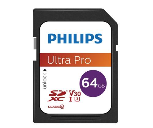 Card de memorie Philips FM64SD65B/00, 64GB, SDXC, Clasa 10, UHS-I U3, V30 A1