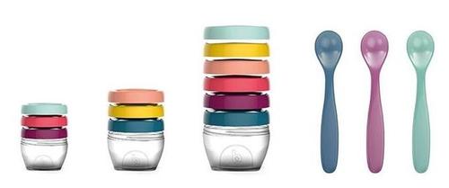 Set alimentatie Babymoov A004310, 3 seturi recipiente, Un set linguri (Multicolor)