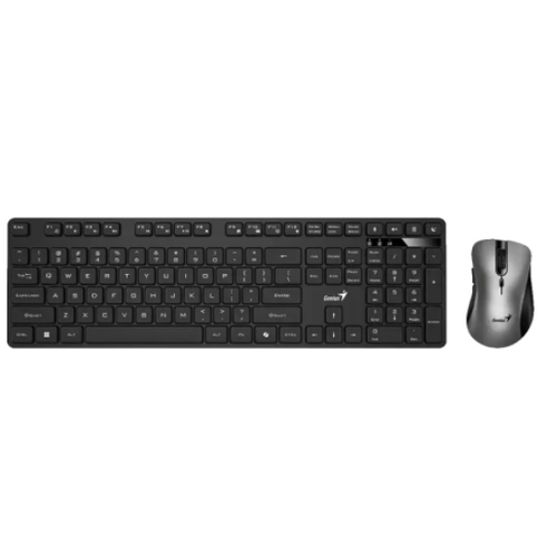 Kit Wireless Tastatura Genius KM-8216S, USB + Mouse Optic, USB (Negru/Argintiu)