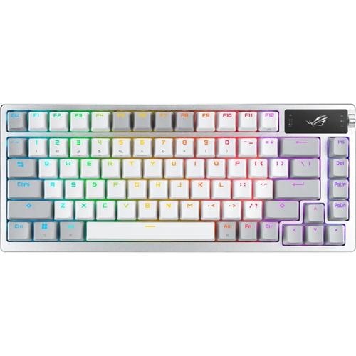 Tastatura mecanica gaming Asus ROG Azoth, iluminare RGB, switch NX Snow, Bluetooth/USB (Alb/Gri)