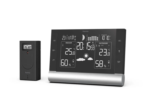 Statie meteo Hama Black Line Plus, senzor exterior (Negru)