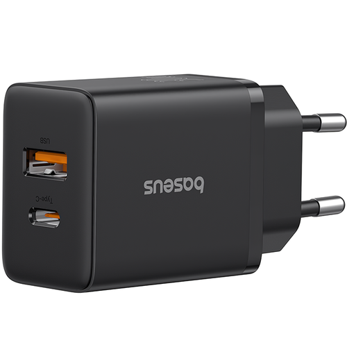 Incarcator Retea Baseus Cube  P10111403113-00, 20W, 3A, 1 x USB-A, 1 x USB-C, Negru