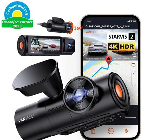 Camera video auto Vantrue Nexus 4 Pro, Fata+Spate+Interior, 4K, 3 canale, Wi-Fi, Ecran IPS 3.19inch, GPS, Microfon si Difuzor, Control vocal (Negru)