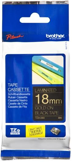 Brother Etichete TZE344 18mm (auriu/negru)