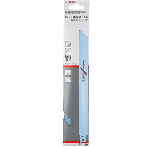 Set 5 panze pentru fierastrau sabie Bosch S1122EF Flexible, pentru metal, 225mm, 18 TPI
