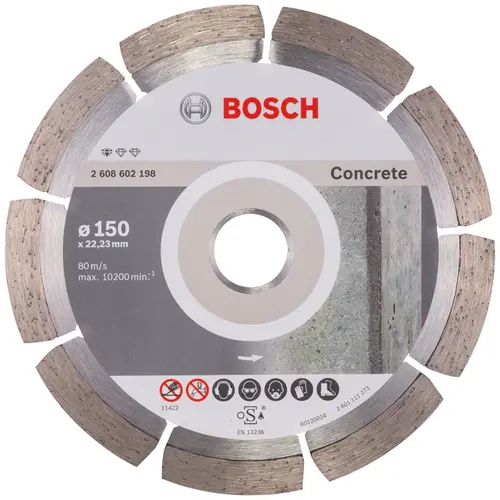 Disc diamantat Bosch Professional Standard pentru beton, 150 x 22,23 x 1.6 x 10 mm