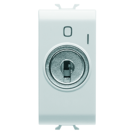 ÎNTRERUPATOR UNIDIRECTIONAL 2P 250V c.a. - 10AX - CU CHEIE - SIMBOL 0/1 - 1 MODUL - ALB SATINAT - CHORUSMART