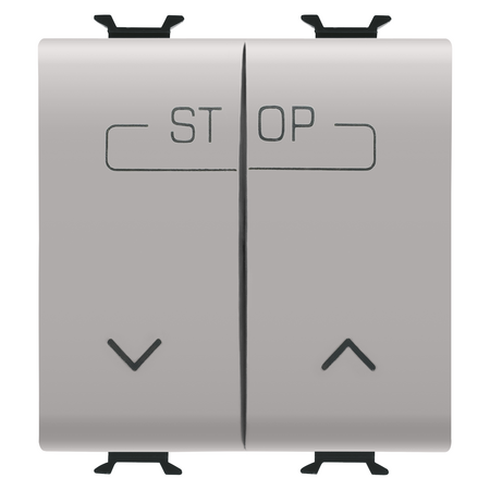 BUTON DUBLU 250V C.A. - BORNE DE CABLARE RAPIDA - 1P NO 16A - SIMBOL UP-DOWN-STOP - 2 MODULE - BEJ SATINAT NATURAL - CHORUSMART