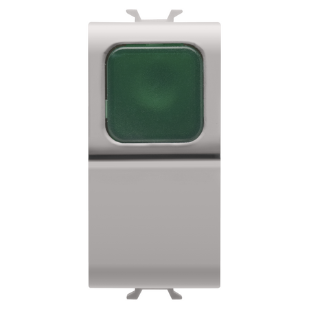BUTON 1P 250V c.a. - NO 16A - DIFUZOR VERDE - 1 MODUL - BEJ SATINAT NATURAL - CHORUSMART