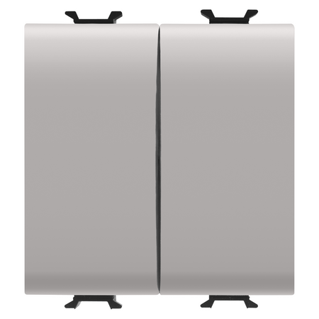 COMUTATOR DUBLU CU DOUA CAI 250V C.A. - BORNE DE CABLARE RAPIDA - 1P 16AX - BUTON NEUTRU - 2 MODULE - BEJ SATINAT NATURAL - CHORUSMART