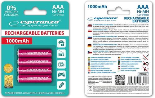 Acumulatori Foto Esperanza EZA102R, AAA, Ni-MH, 1000mAh x 4