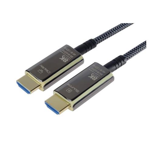 Cablu HDMI Optic, 48Gbps, 8K@60Hz, Active Optical (AOC), V2.1, manson de plasa, conectori auriti, 20m, PremiumCord kphdm21t20