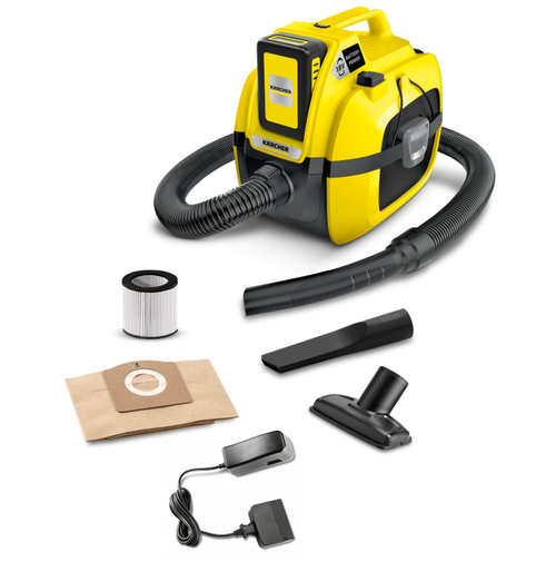 Aspirator umed-uscat cu acumulator Karcher WD 1 Compact, 60W, recipient 7l (Galben/Negru)