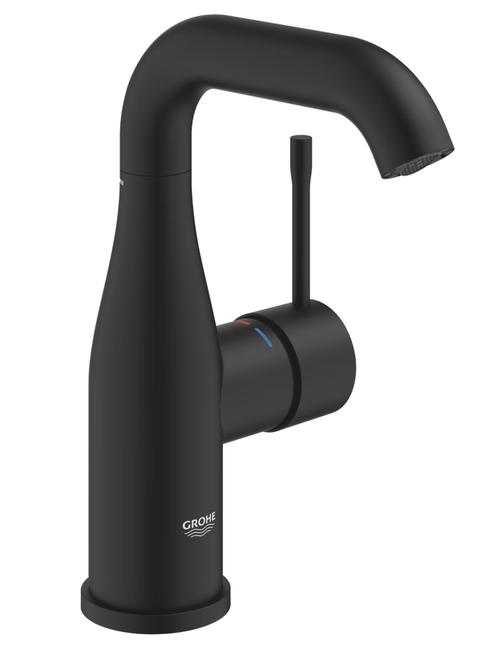 Baterie lavoar Grohe Essence 24176KF1, 3/8'', marimea M, pivotanta, fara ventil, mat, Negru