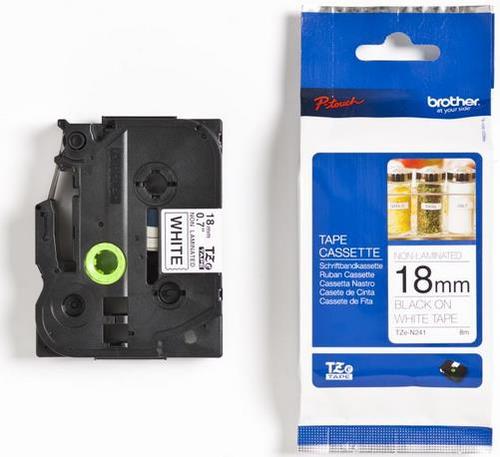 Banda nelaminata Brother TZEN241, 18mm/8m (Negru/Alb)