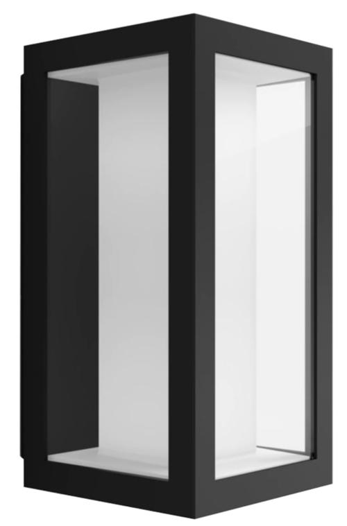 Aplica Led de exterior Philips Hue Impress, 8W(49W), 24V, IP44, ambianta alba si color, temperatura lumina reglabila calda-rece 2000-6500K, 1200 lumeni, durata de viata 25.000 de ore, control inteligent cu Hue Bridge, material sticla (Negru