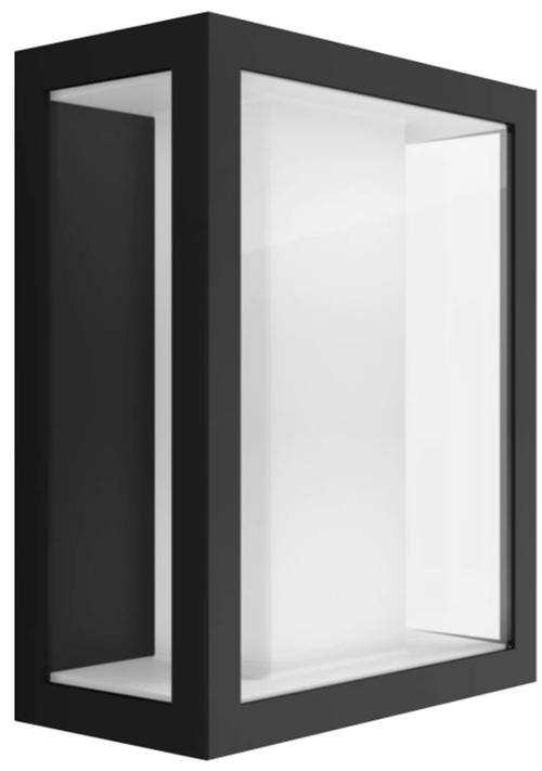 Aplica Led de exterior Philips Hue Impress, 8W(49W), 24V, IP44, ambianta alba, temperatura lumina reglabila calda-rece 2000-6500K, 1200 lumeni, durata de viata 25.000 de ore, control inteligent cu Hue Bridge, material sticla (Negru)