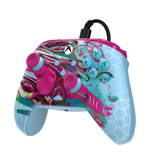 Controller cu fir PDP Rematch GLOW Advanced Android Dreams, Compatibil PC, XBOX One, XBOX Series X|S, USB-C, Licentiat oficial XBOX (Multicolor)