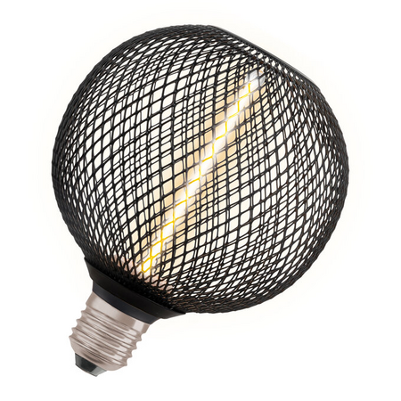 Corp de iluminat LED decorativ Ledvance (Osram)  1906 DECOR LED STRAW FILAMENT GLOBE 125 12 BLACK DIM 3,5 W 818 E27, 110 lm, 1800 K, IP20, 320°, negru, dimabil