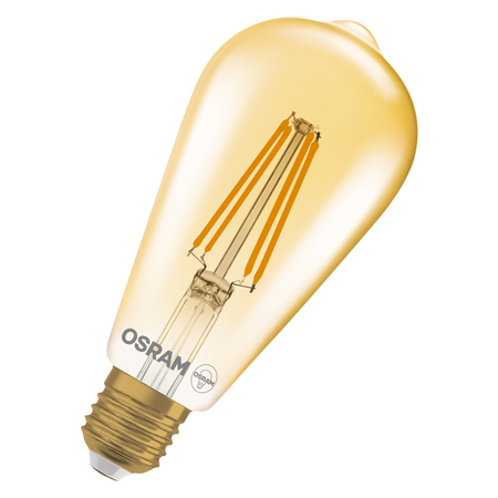 Bec LED Ledvance (Osram)  Vintage 1906 Edison 60 Filament DIM 7,2 W 824 Gold E27, 806 lm, 2400 K, 300°, auriu, dimabil