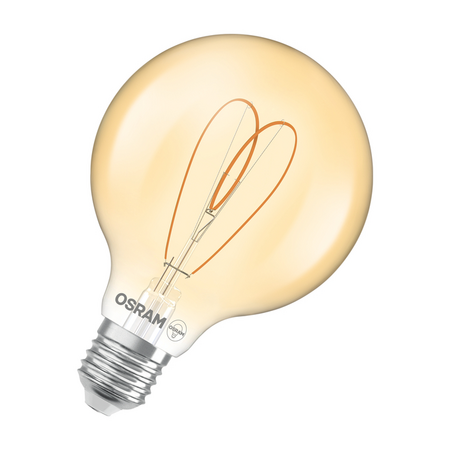 Bec LED Ledvance (Osram)  Vintage 1906 Globe 95 40 Heart Filament DIM 4,9 W 922 Gold E27, 470 lm, 2200 K, 300°, auriu, dimabil