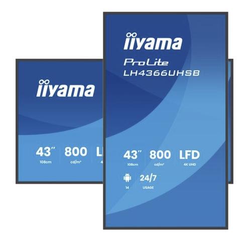 Display Profesional VA LED iiyama 43inch LH4366UHSB-B1AG, UHD (3840 x 2160), HDMI, Boxe (Negru)