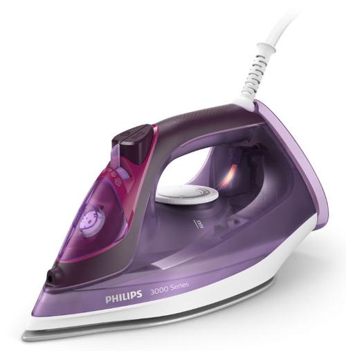 Fier de calcat Philips Seria 3000 DST3041/30, 2600 W, 40 g/min, 300 ml, Talpa ceramica, Oprire automata (Alb/Mov)